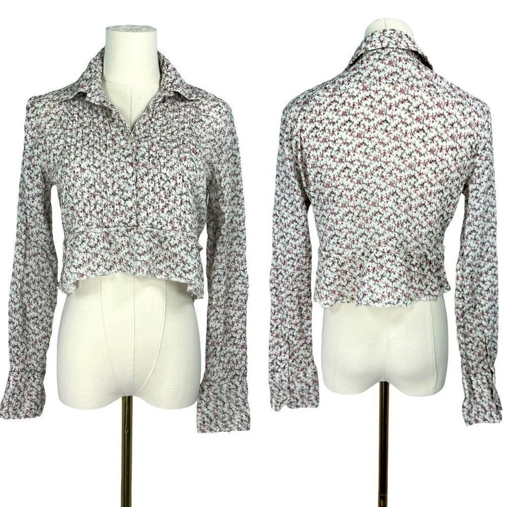 Ralph Lauren Denim & Supply Cottagecore Long Sleeve Cropped Blouse Top, M